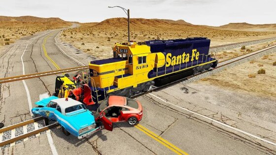 Cars VS TRAIN Railway Big Crashes #1 - BeamNg Drive